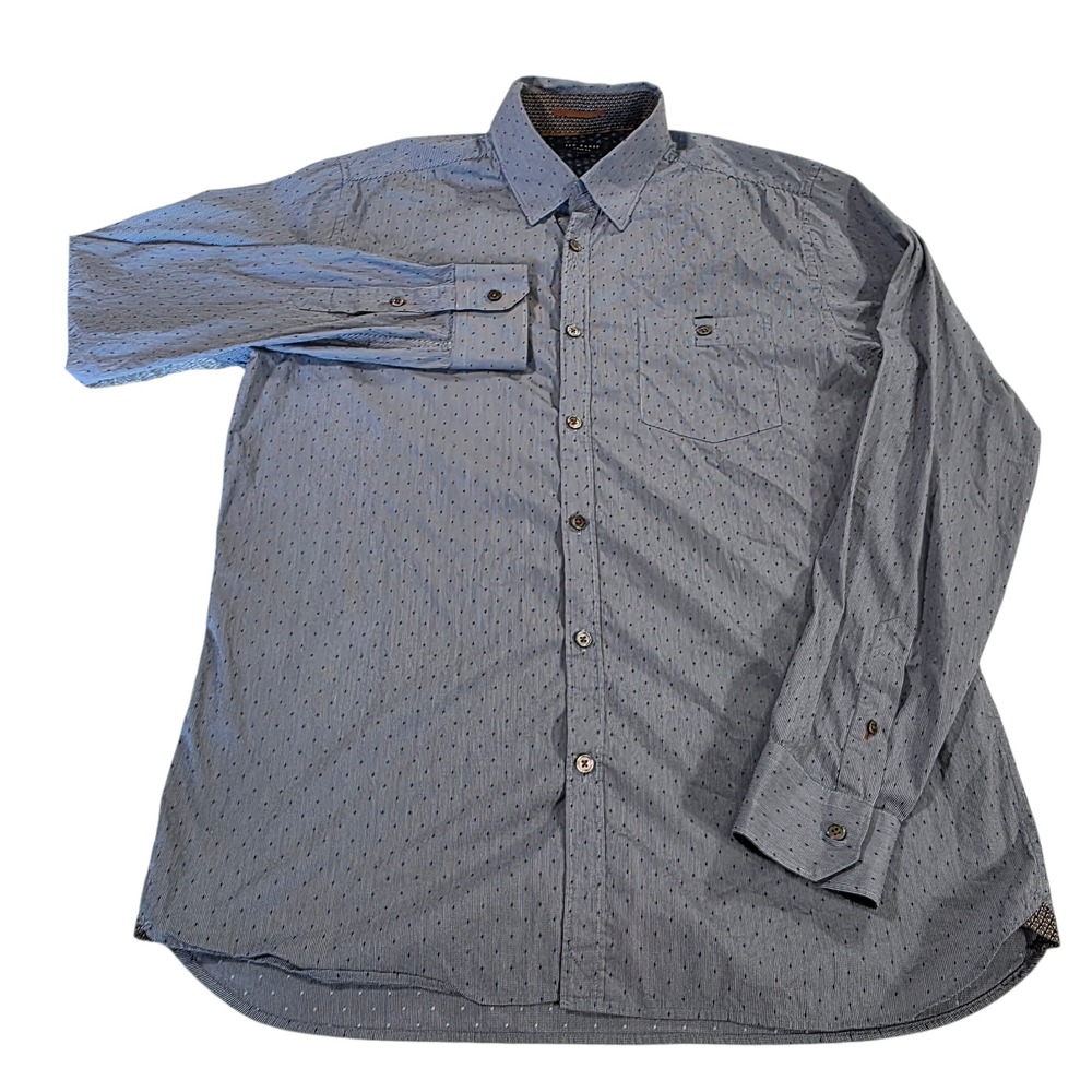 Ted Baker Button Up Shirt Mens Light Blue Size 4 Micro-Dot Print Cotton Blend